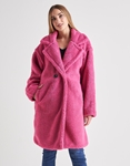 Εικόνα από Γυναικείo παλτό από οικολογική γούνα teddy με γιακά Φούξια