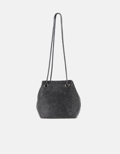 Εικόνα της Τσαντάκι ώμου με στρας Λευκό/Μαύρο