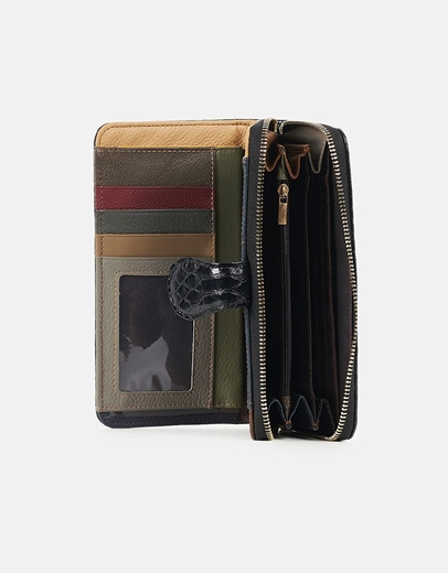 Εικόνα της Δερμάτινο μονόχρωμο πορτοφόλι Μαύρο