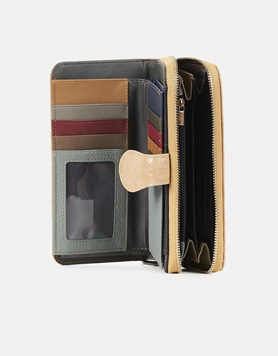 Εικόνα της Δερμάτινο μονόχρωμο πορτοφόλι Μπεζ