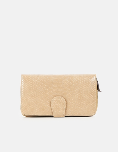 Εικόνα της Δερμάτινο μονόχρωμο πορτοφόλι Μπεζ