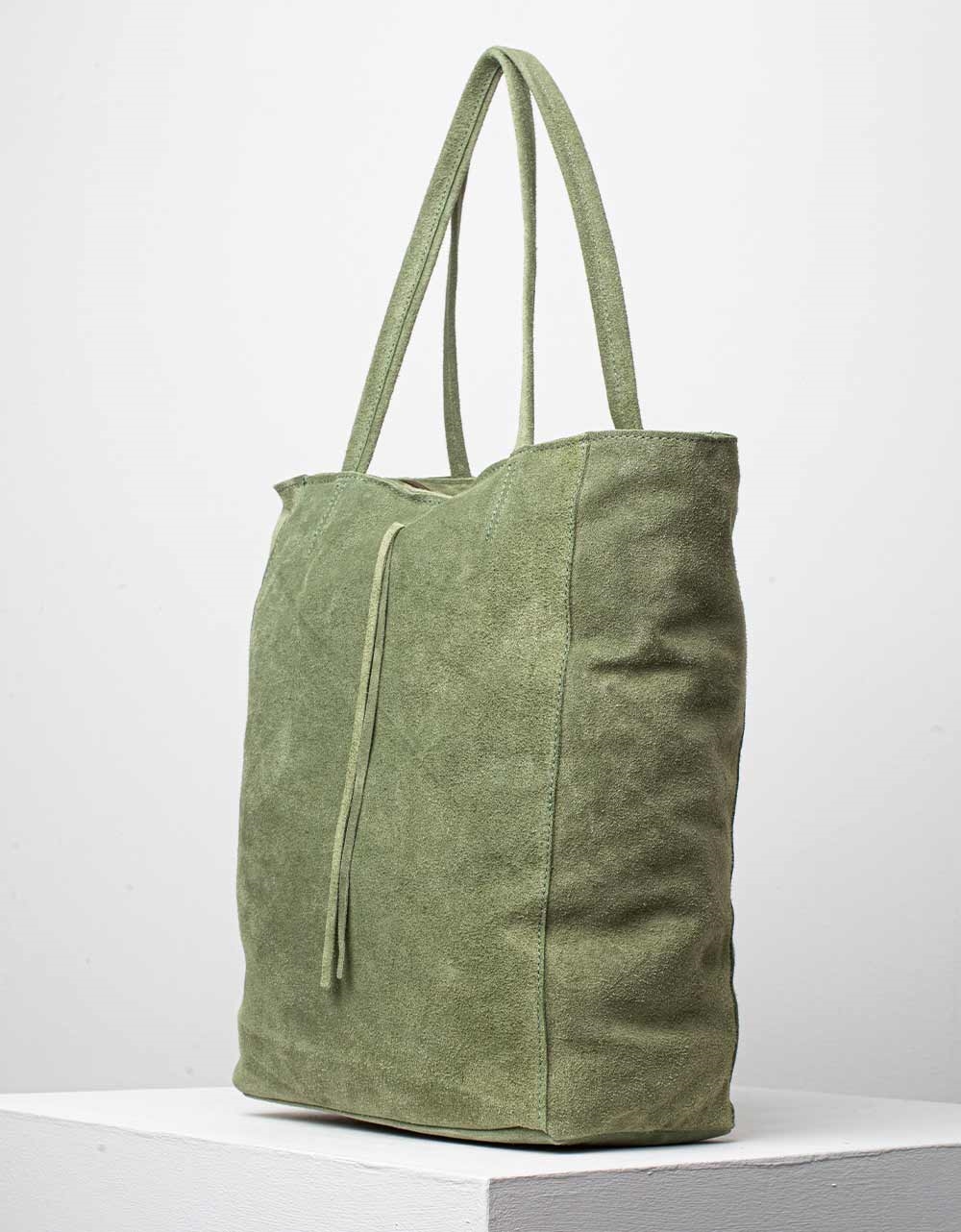 Εικόνα από Δερμάτινη τσάντα με διακοσμητικά κορδόνια Πράσινο