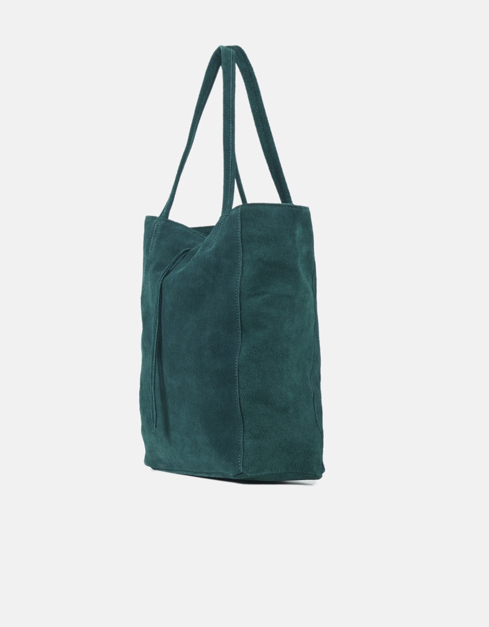 Εικόνα από Δερμάτινη τσάντα με διακοσμητικά κορδόνια Πετρόλ