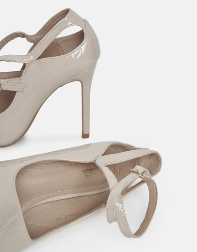 Εικόνα της Γόβες λουστρίνι με χιαστί μπαρέτα Nude