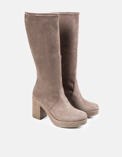 Εικόνα της Μονόχρωμες μπότες Ελληνικής Κατασκευής με τετράγωνο τακούνι Πούρο