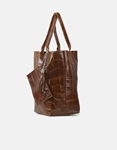 Εικόνα από Δερμάτινη τσάντα χειρός με πορτοφόλι μονόχρωμη Καφέ