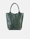 Εικόνα από Δερμάτινη τσάντα χειρός με πορτοφόλι μονόχρωμη Πράσινο
