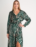 Εικόνα από Maxi κρουαζέ ασύμμετρο φόρεμα με βολάν Πράσινο