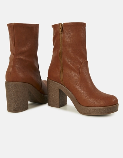 Εικόνα της Μποτάκια μονόχρωμα Ελληνικής Κατασκευής με τετράγωνο τακούνι Ταμπά