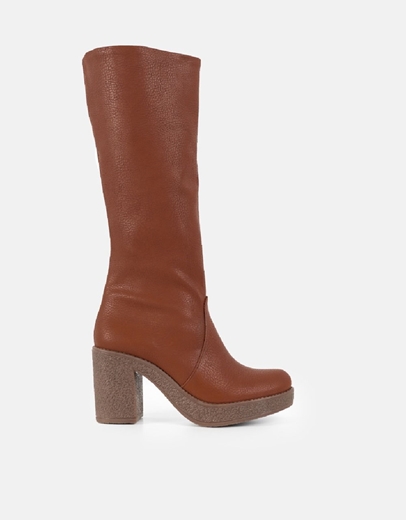 Εικόνα της Μονόχρωμες μπότες Ελληνικής Κατασκευής με τετράγωνο τακούνι Ταμπά