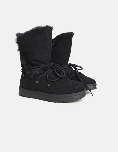 Εικόνα της Mποτάκια με γουνάκι και διακοσμητικά δεσίματα Μαύρο