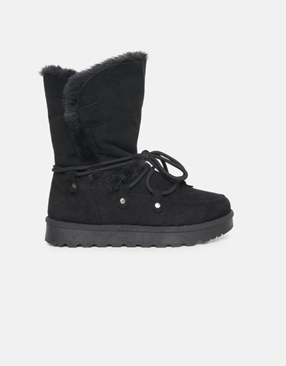 Εικόνα της Mποτάκια με γουνάκι και διακοσμητικά δεσίματα Μαύρο