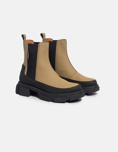 Εικόνα της Mποτάκια χαμηλά με λάστιχο και chunky σόλα Λαδί