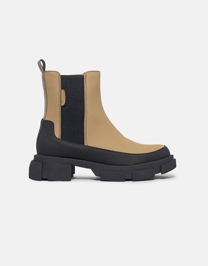 Εικόνα της Mποτάκια χαμηλά με λάστιχο και chunky σόλα Λαδί