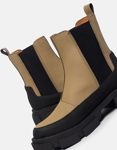 Εικόνα της Mποτάκια χαμηλά με λάστιχο και chunky σόλα Λαδί