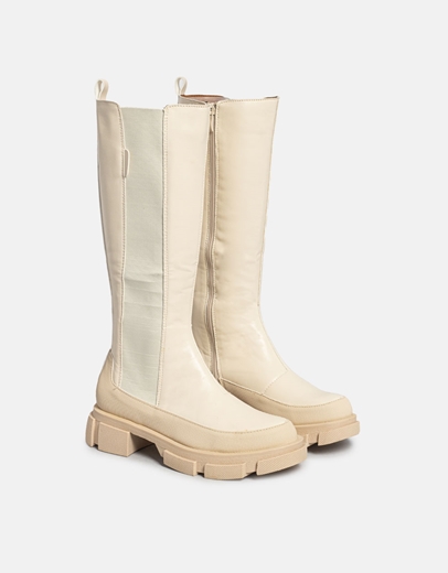 Εικόνα της Μπότες με chunky σόλα και λάστιχο στο πλάι Μπεζ