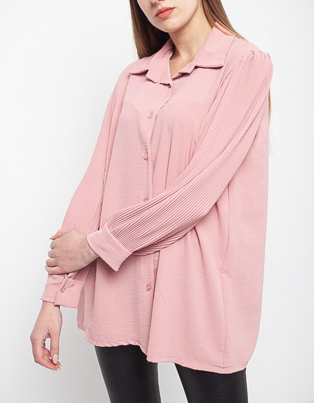 Εικόνα από Basic μονόχρωμο πουκάμισο Ροζ
