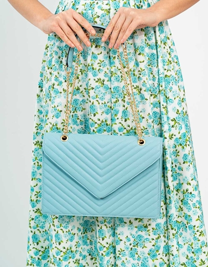 Εικόνα της Γυναικεία τσάντα ώμου με αλυσίδα Μπλε