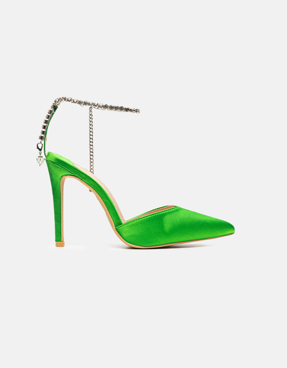 Εικόνα από Γυναικείες μυτερές open heel γόβες με στρας Πράσινο