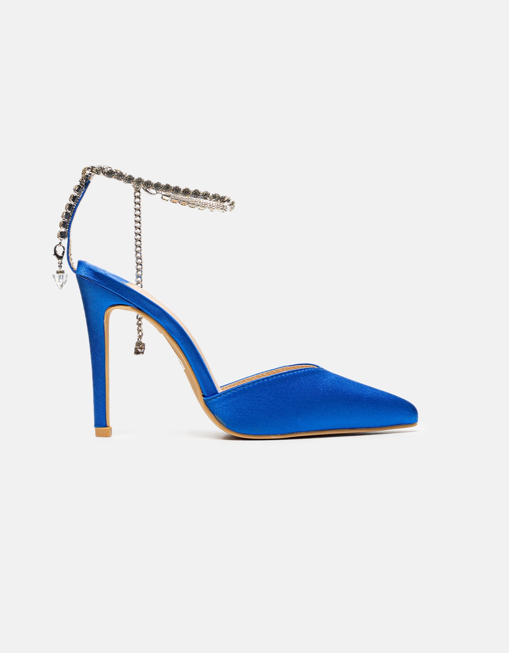 Εικόνα από Γυναικείες μυτερές open heel γόβες με στρας Μπλε