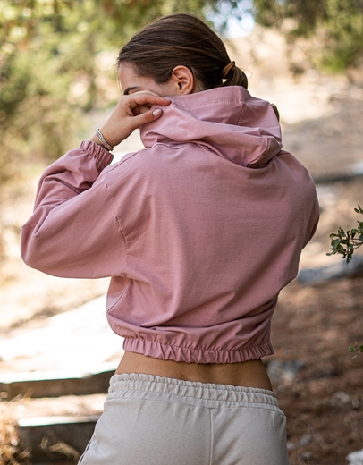 Εικόνα της Basic crop φούτερ με κουκούλα Ροζ