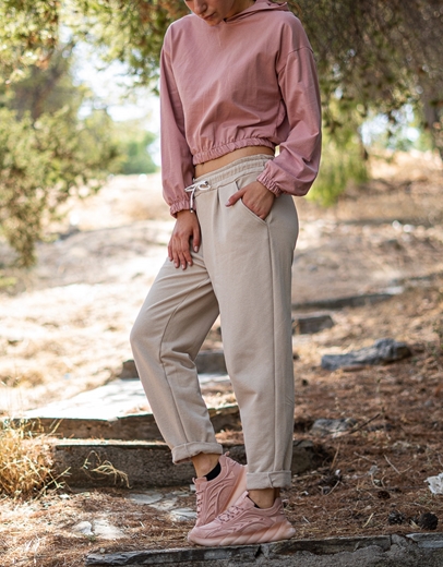 Εικόνα της Basic crop φούτερ με κουκούλα Ροζ