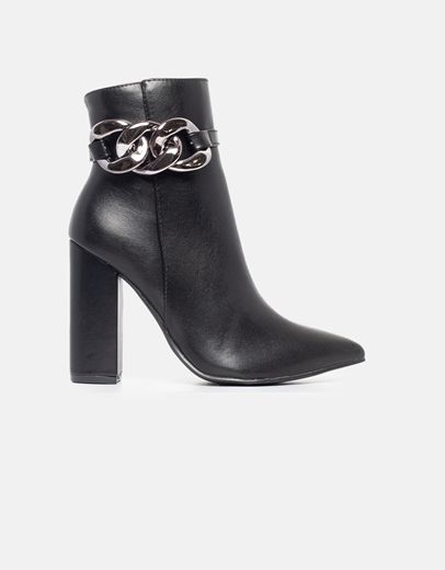 Εικόνα της Μποτάκια με τακούνι και διακοσμητικούς κρίκους Μαύρο