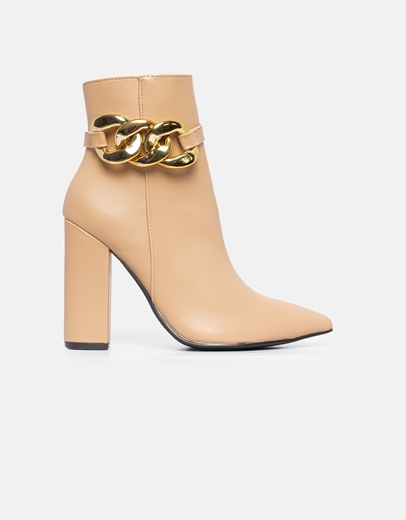 Εικόνα της Μποτάκια με τακούνι και διακοσμητικούς κρίκους Nude