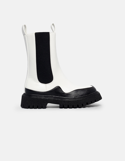 Εικόνα της Μποτάκια με λάστιχο στο πλάι και διχρωμία Λευκό