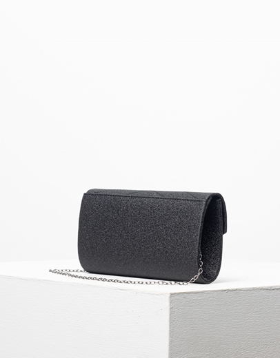 Εικόνα της Φάκελος από glitter υλικό με διακοσμητικές ραφές Μαύρο