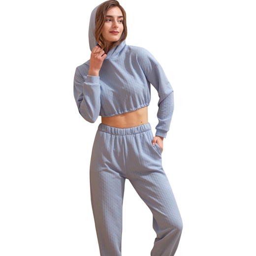 Εικόνα της Basic crop φούτερ με κουκούλα Σιέλ