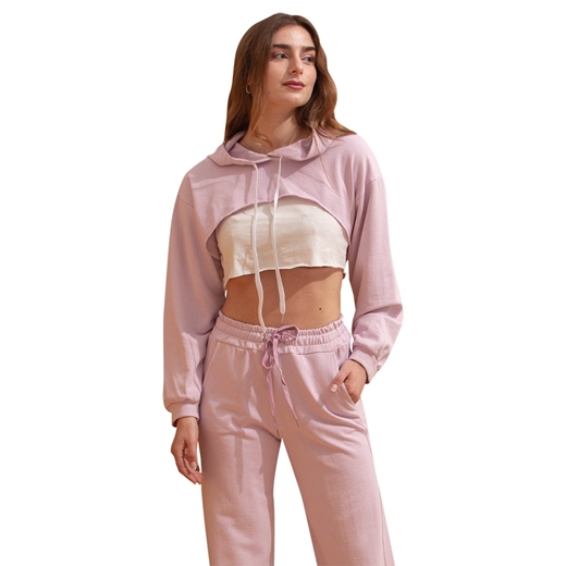 Εικόνα της Crop φούτερ με τοπάκι Λιλά