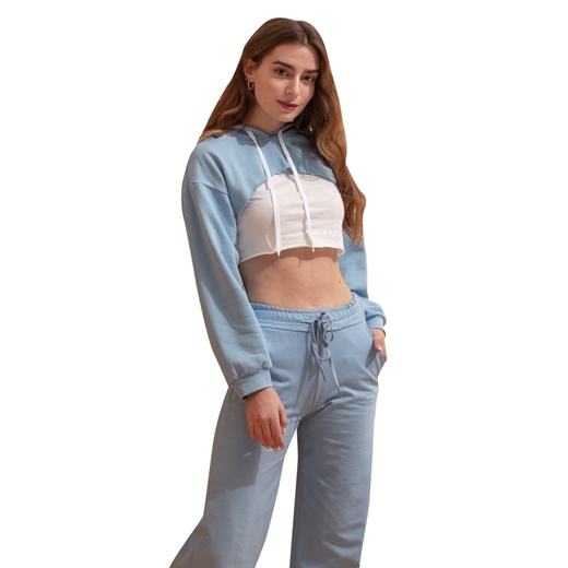 Εικόνα της Crop φούτερ με τοπάκι Σιέλ