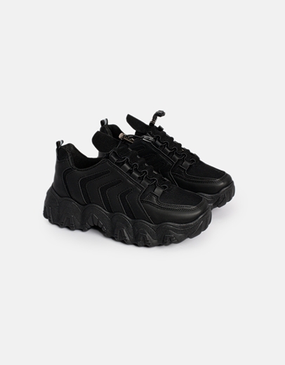 Εικόνα της Γυναικεία sneakers με δίχρωμη σόλα Μαύρο