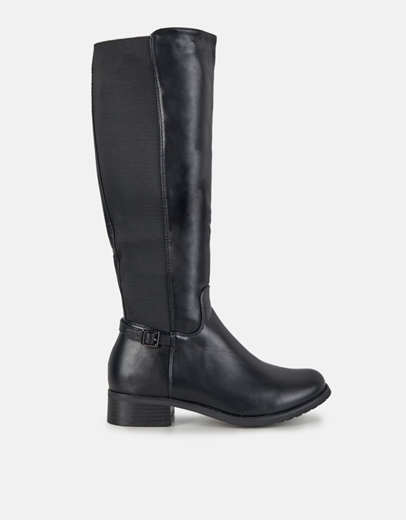 Εικόνα της Μπότες μονόχρωμες με λάστιχο Μαύρο