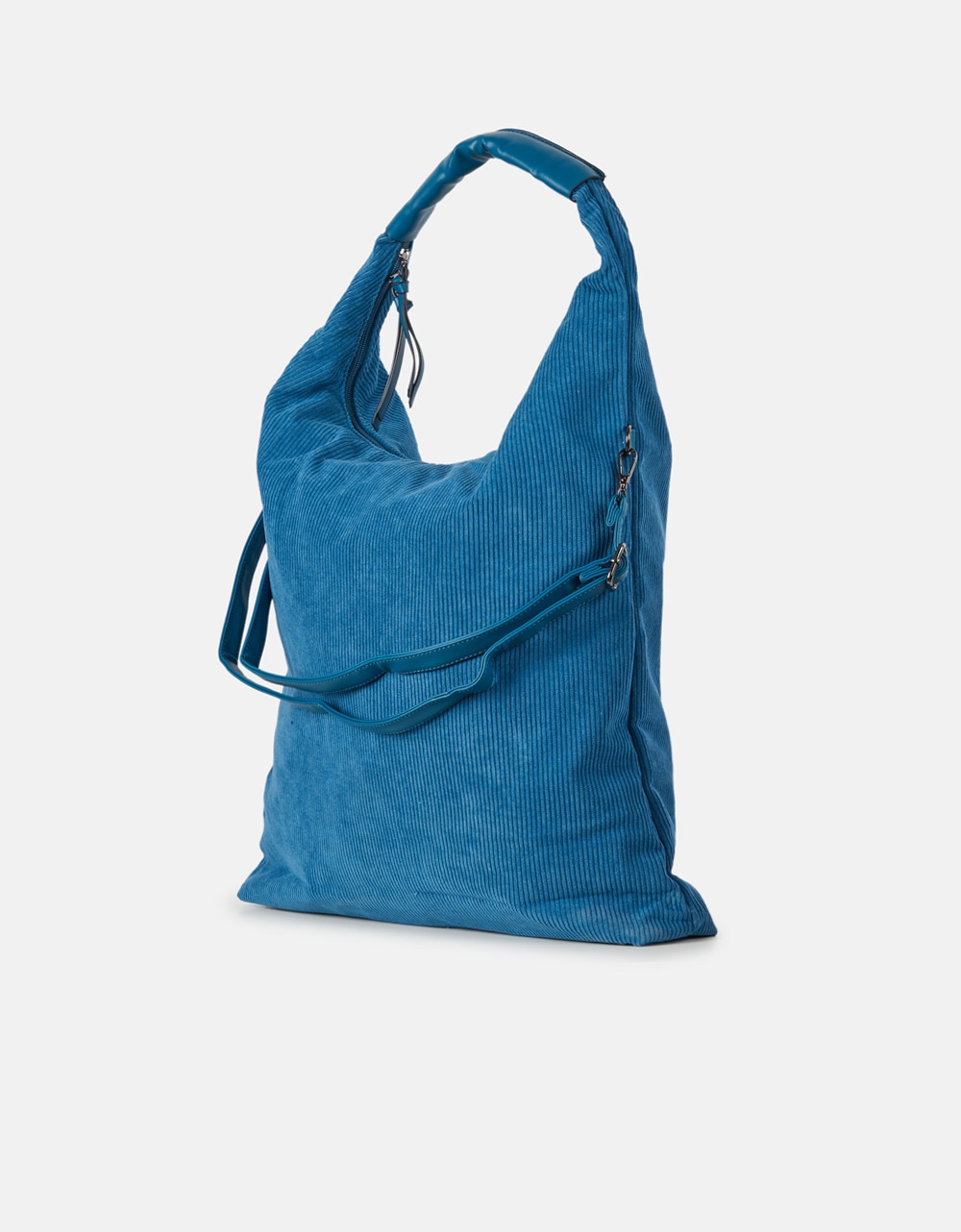 Εικόνα από Κοτλέ τσάντα ώμου μονόχρωμη Μπλε