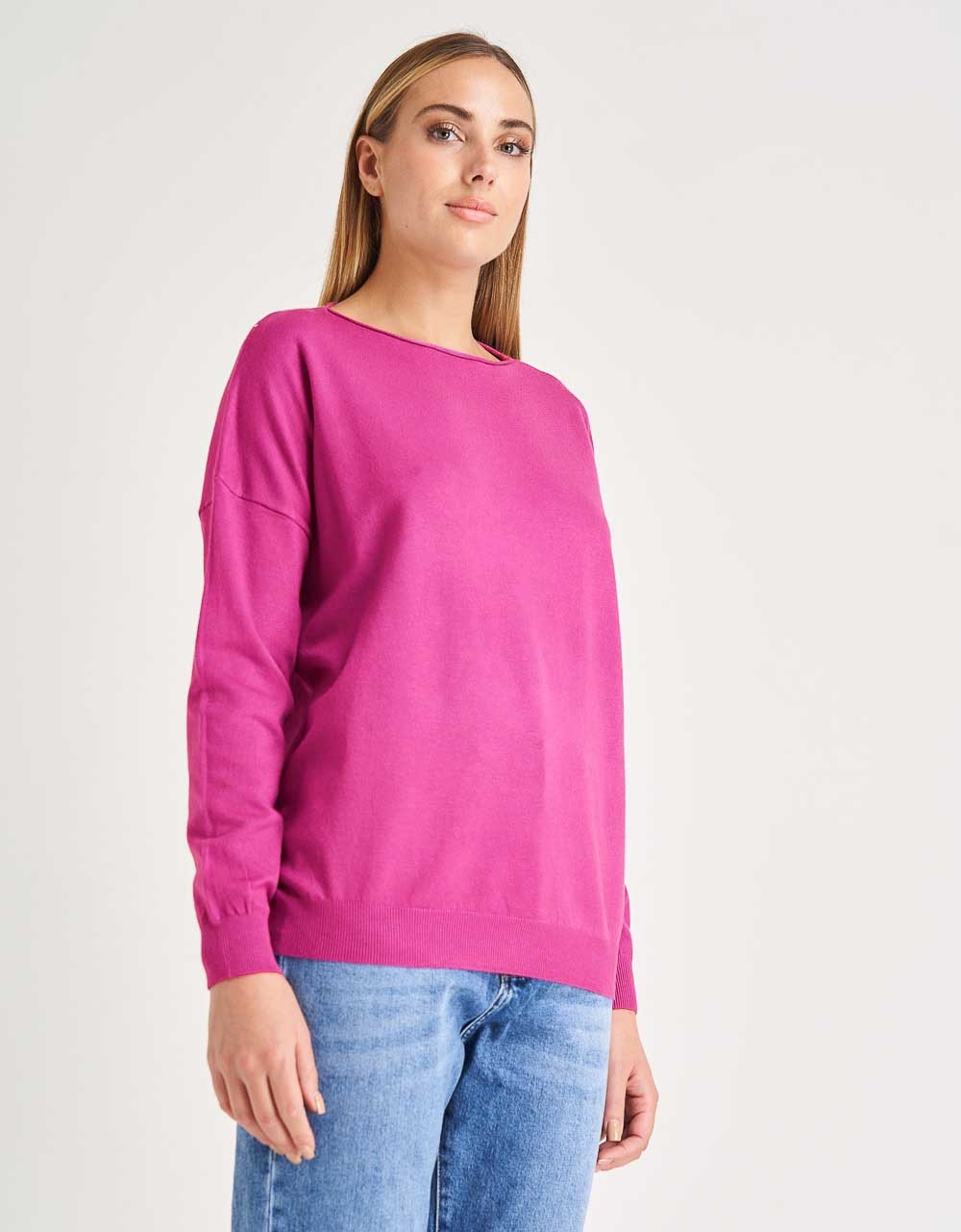 Εικόνα από Basic μακρυμάνικη μπλούζα με ριπ λεπτομέρειες Φούξια