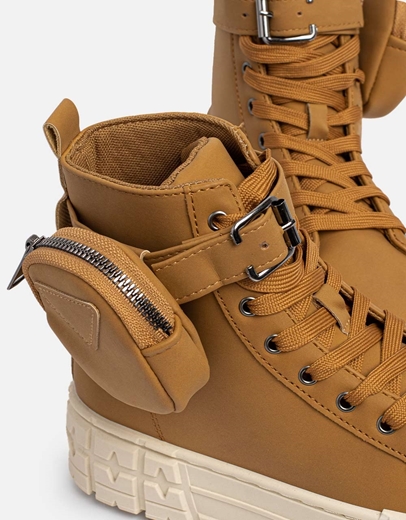 Εικόνα της Μποτάκια με διπλή σόλα και πορτοφολάκι Κάμελ