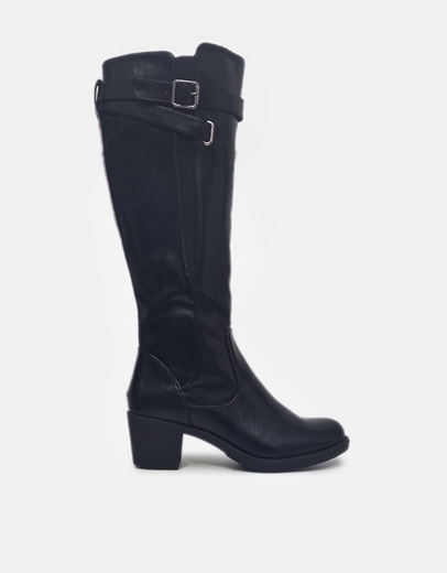 Εικόνα της Μπότες με λάστιχο και χαμηλό τετράγωνο τακούνι Μαύρο