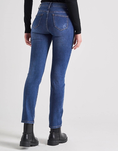 Εικόνα της Τζιν παντελόνι σε ίσια γραμμή με σκισίματα Τζιν