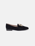 Εικόνα από Suede flat loafers με διακοσμητικά πετράδια Μαύρο