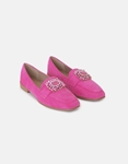 Εικόνα από Suede flat loafers με διακοσμητικά πετράδια Φούξια