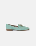 Εικόνα από Suede flat loafers με διακοσμητικά πετράδια Τιρκουάζ