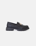 Εικόνα από Loafers με τρακτερωτή σόλα και χρυσή αγκράφα Μαύρο