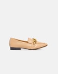 Εικόνα από Μονόχρωμα loafers flat με αλυσίδα Nude