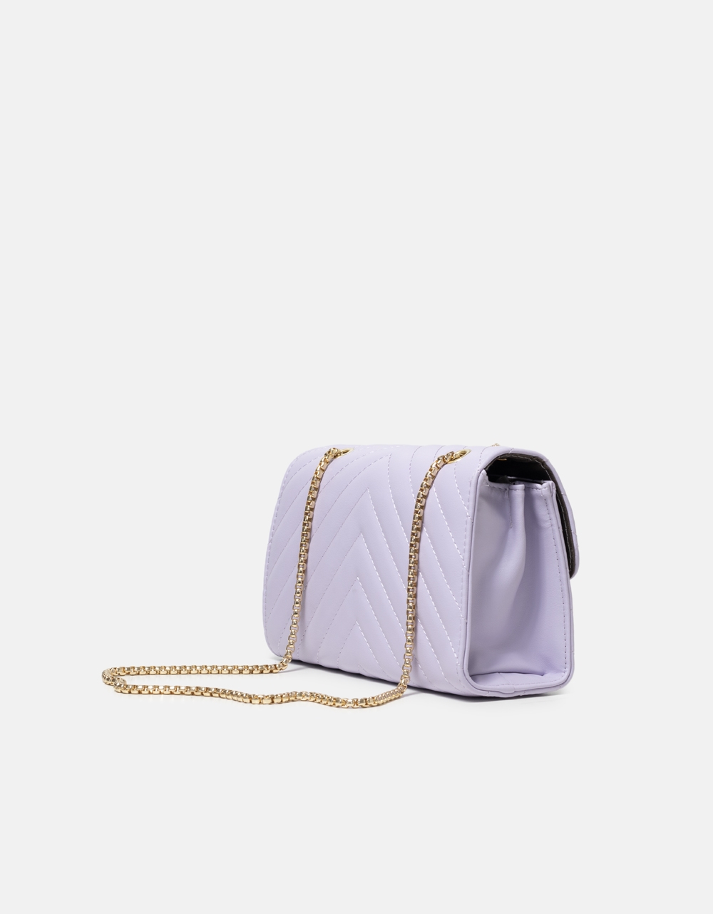 Εικόνα από Μονόχρωμη τσάντα ώμου με χρυσή αλυσίδα Λιλά