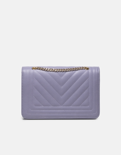 Εικόνα της Μονόχρωμη τσάντα ώμου με διακοσμητικές ραφές Λιλά