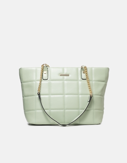 Εικόνα της Τσάντα χειρός μονόχρωμη με διακοσμητικές ραφές Πράσινο