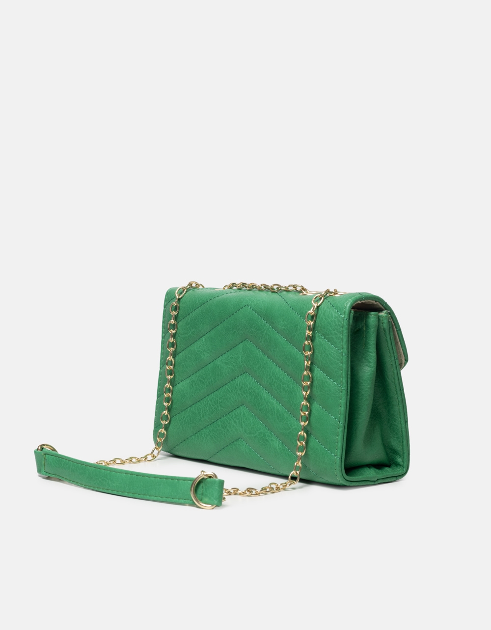 Εικόνα από Μονόχρωμη τσάντα ώμου με διακοσμητικές ραφές Πράσινο