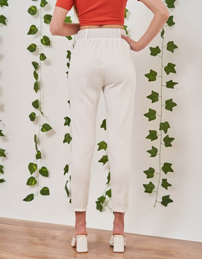 Εικόνα της Παντελόνι ψηλόμεσο με ζώνη Λευκό